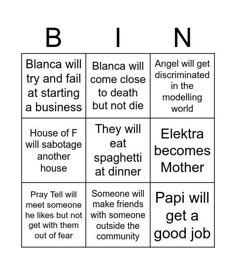 POSE BINGO Card