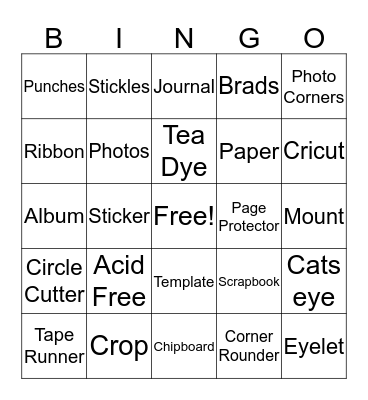 Scrapbook Bingo Card
