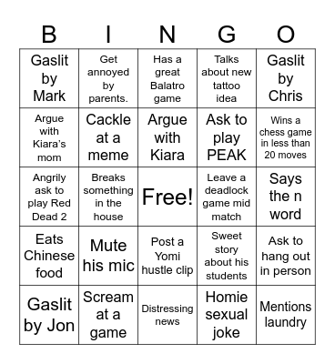 What will Dan do? Bingo Card