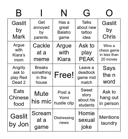 What will Dan do? Bingo Card