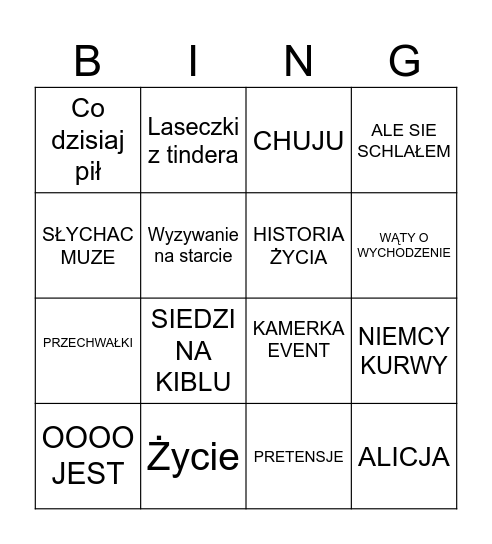 bingo FRYTOWSKIE Bingo Card
