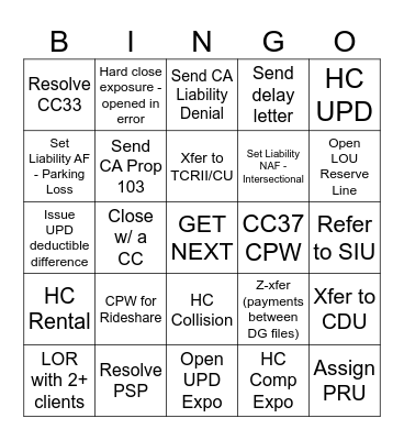 QUEUE BINGO Card