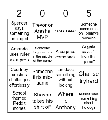 SMOSH SUMMER GAMES Bingo Card