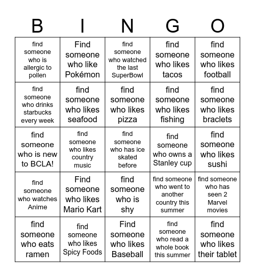 Ms. Williams' Bingo! Bingo Card