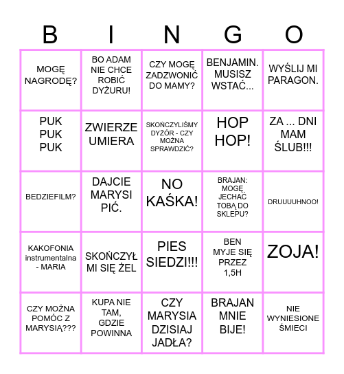 Szwadron śmierdzi Bingo Card
