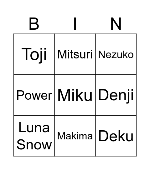 Untitled Bingo Card