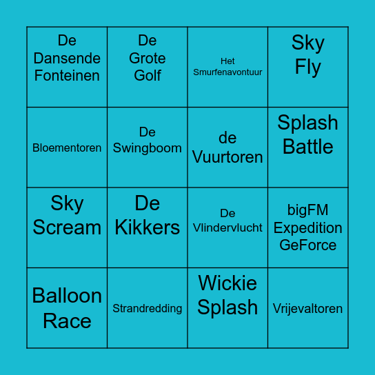 Plopsaland Deutschland Bingo Card