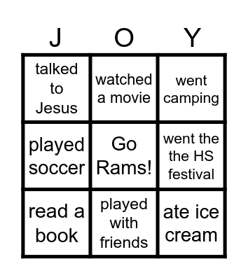Summer! Bingo Card