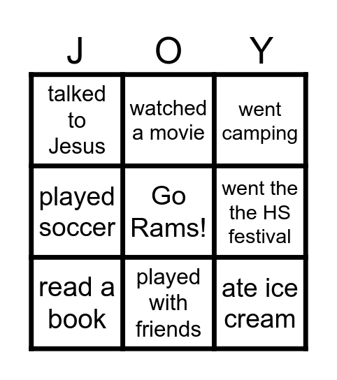 Summer! Bingo Card