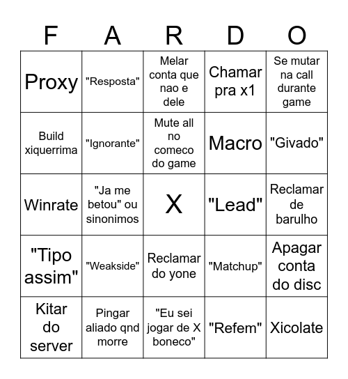 BINGO DO XICO Bingo Card