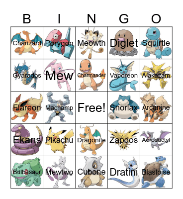 Pokemon Bingo Card