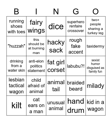 Renfaire 2025 Bingo Card
