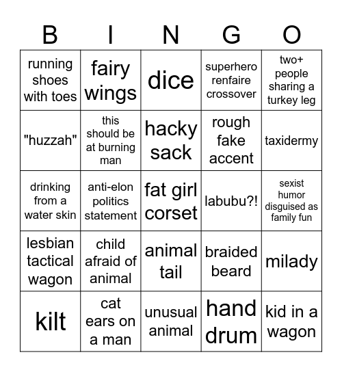 Renfaire 2025 Bingo Card