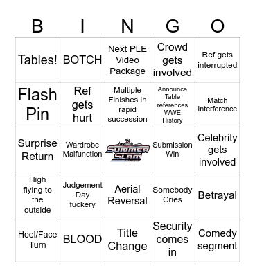 Summerslam 2k25 Pt2 Bingo Card