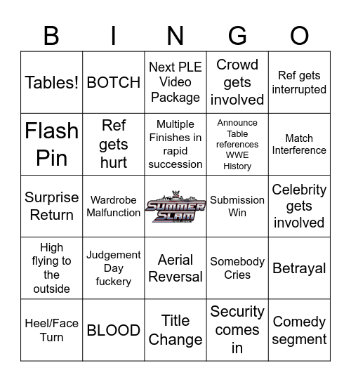 Summerslam 2k25 Pt2 Bingo Card