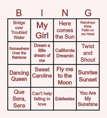 Musical Bingo! Bingo Card