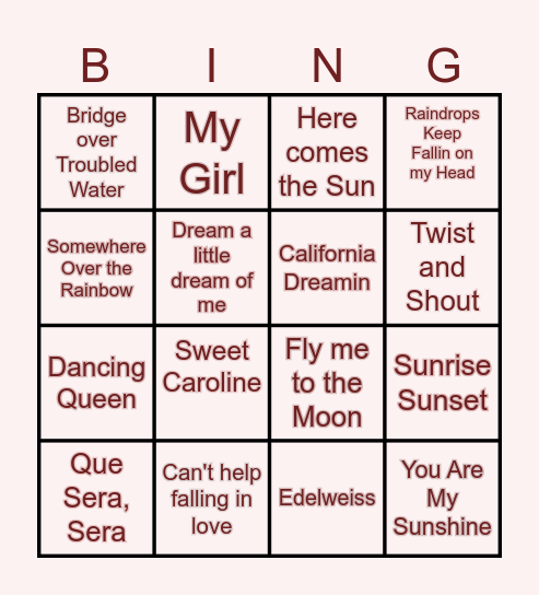 Musical Bingo! Bingo Card
