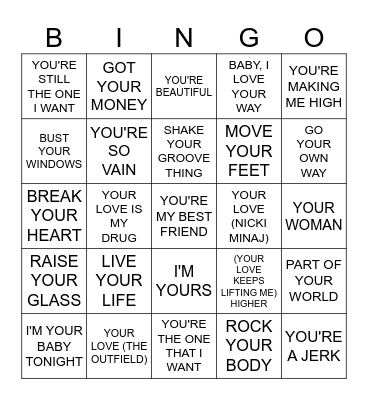 YOUR Bingo Card