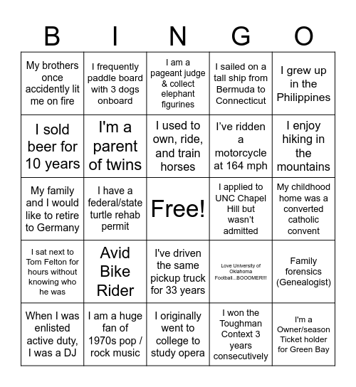 Mingle Bingo Card