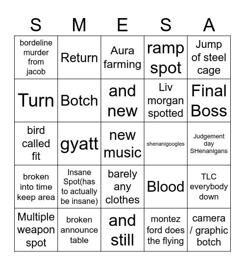 summerslam night 2 Bingo Card
