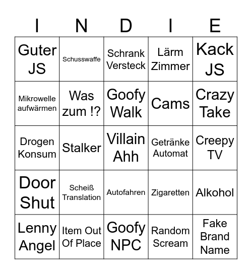 IndieGames Bingo Card