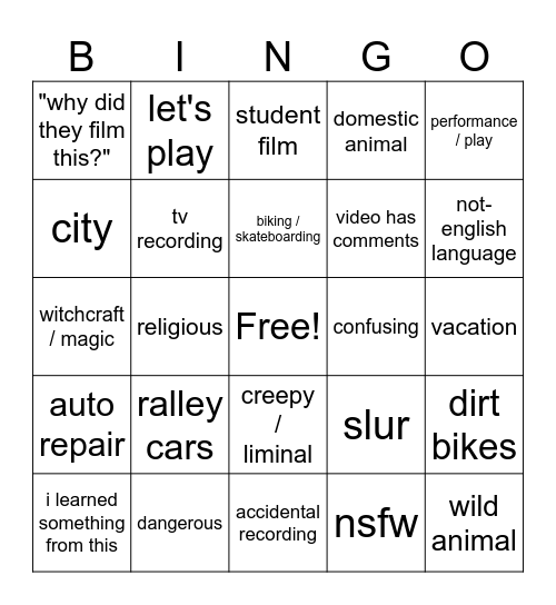 0 view bingo Card