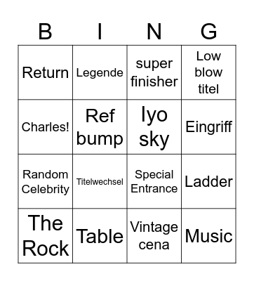 SummerSlam Bingo Card