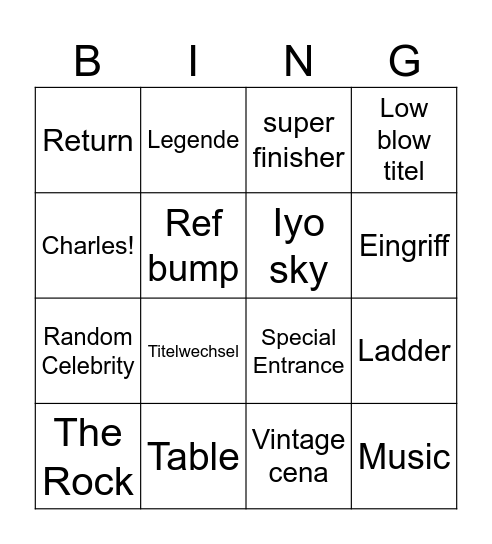 SummerSlam Bingo Card