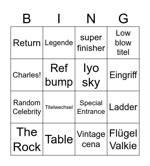 SummerSlam Bingo Card
