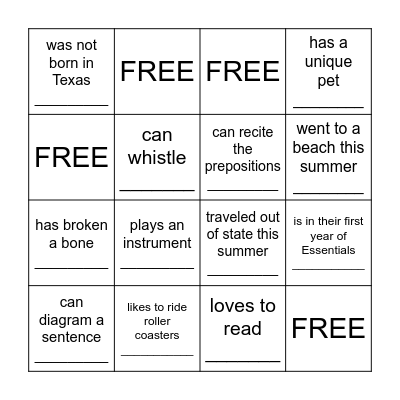 Find Someone Who.... Bingo Card