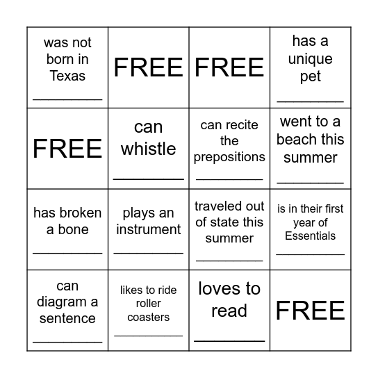 Find Someone Who.... Bingo Card