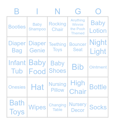 Baby Shower Bingo Card