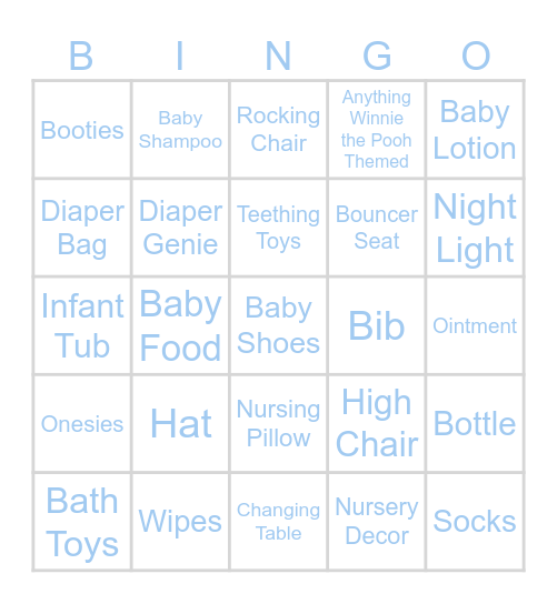 Baby Shower Bingo Card