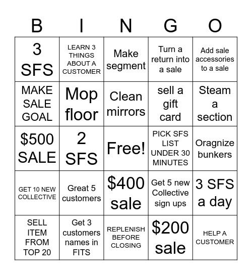 Garage Bingo <3 Bingo Card