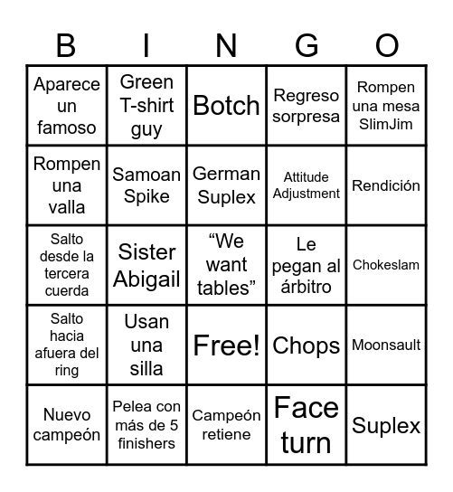 WWE Summerslam 2025 2/2 Bingo Card