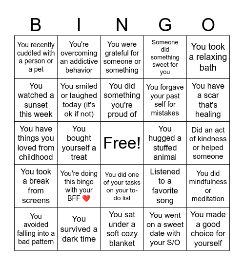 Wholesome bingo Card