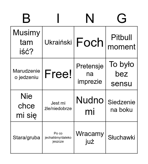 Grrr Bingo Card