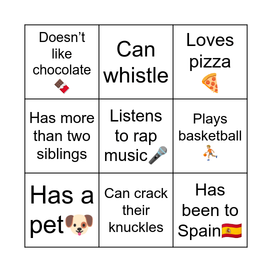Find someone who… Bingo Card