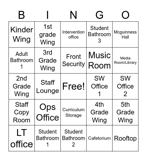 IES School Tour BINGO Card