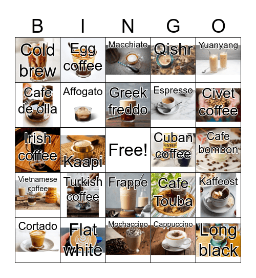 Coffee Bingo Card