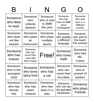 CLASS of 2026 Bingo Card