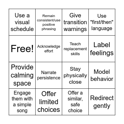 Teacher Strategies Bingo Card