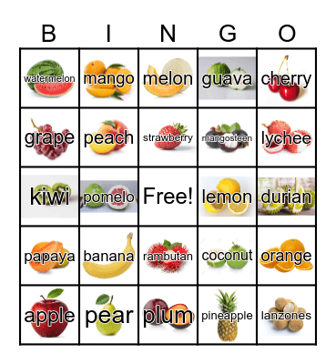 Fruits Bingo Card