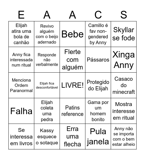 Olimpianos e Bingo da Sua Mãe Bingo Card