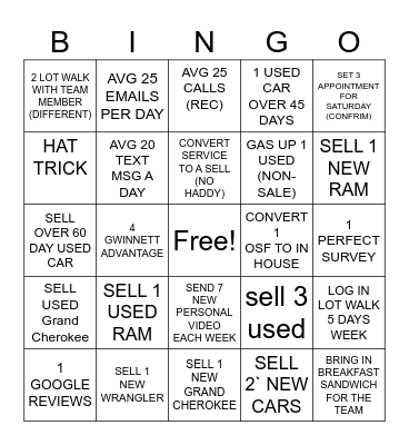 Bingo CDJR Bingo Card