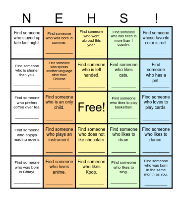 Find Someone Who... Bingo Card