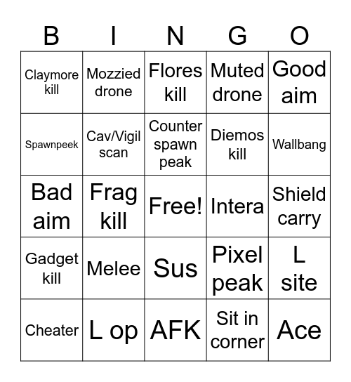 R6 Bingo Card
