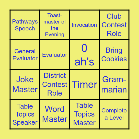 Uncle Sam Functionary Bingo Card