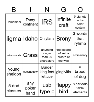 Untitled Bingo Card