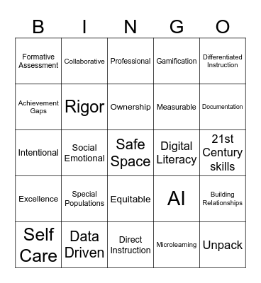Back to School Bingo Card